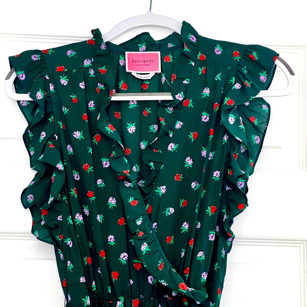 New Size 4 Kate Spade Forest Green Blackberry Ruffle Wrap Dress